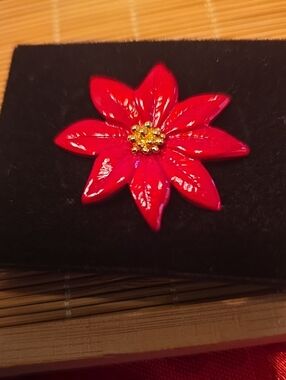 Red Poinsettia Brooch - Avon